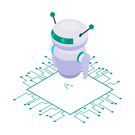 Robot icon representing intelligent agents